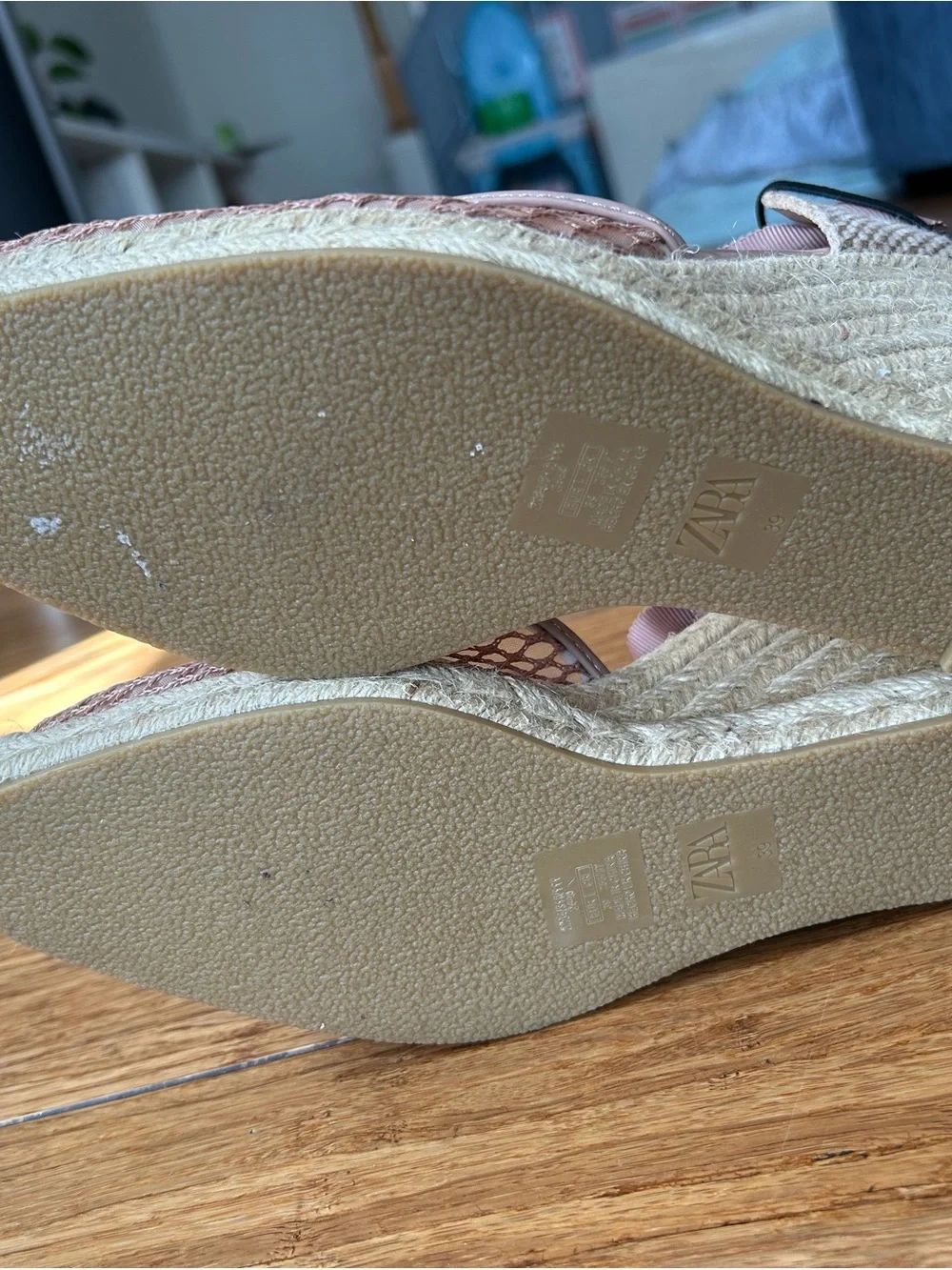 Zara Pink Lace-Up Espadrille Wedge